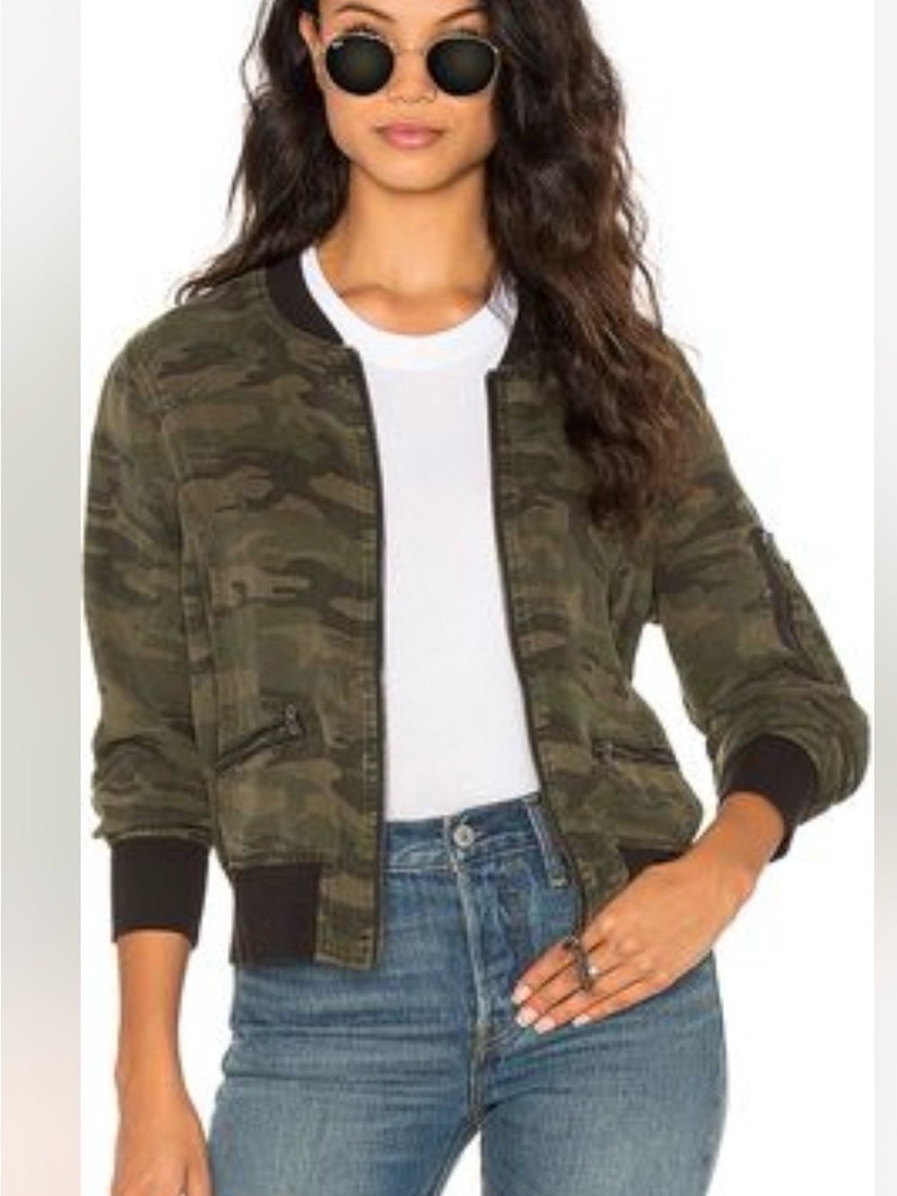 Dear John Women’s Camouflage Bomber Jacket - Olive Camo